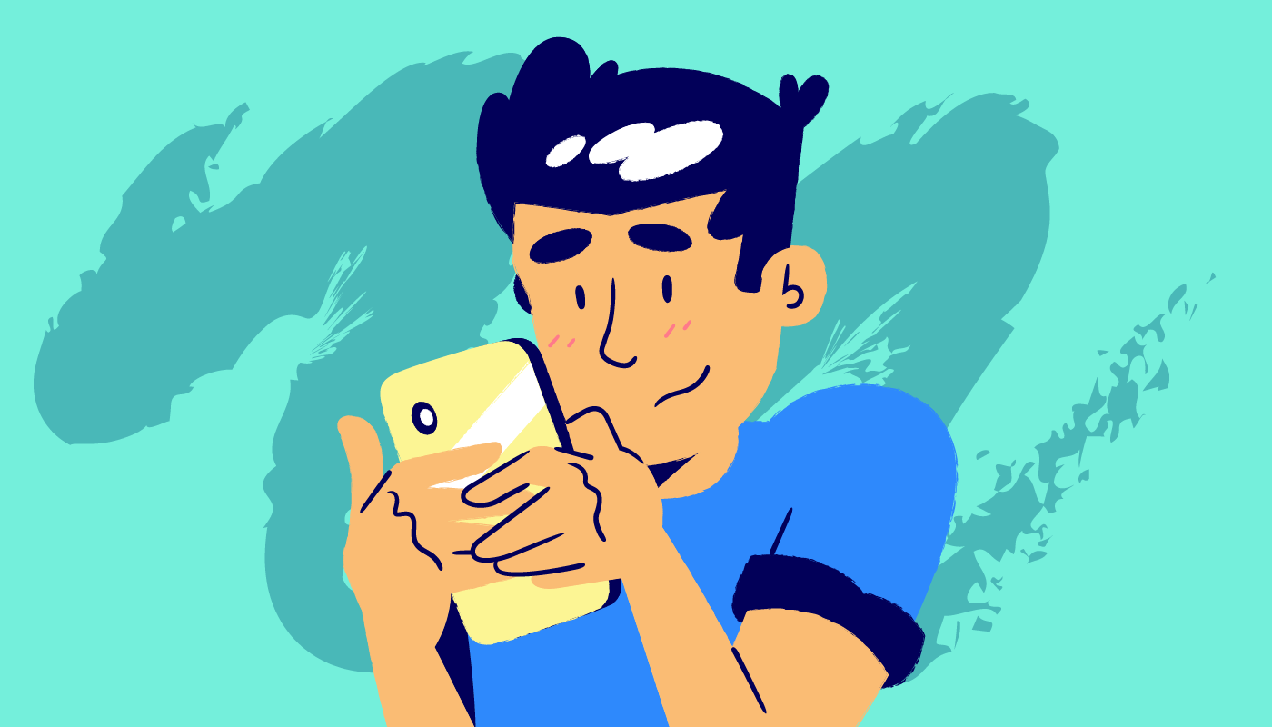 man using smmart phone illustration