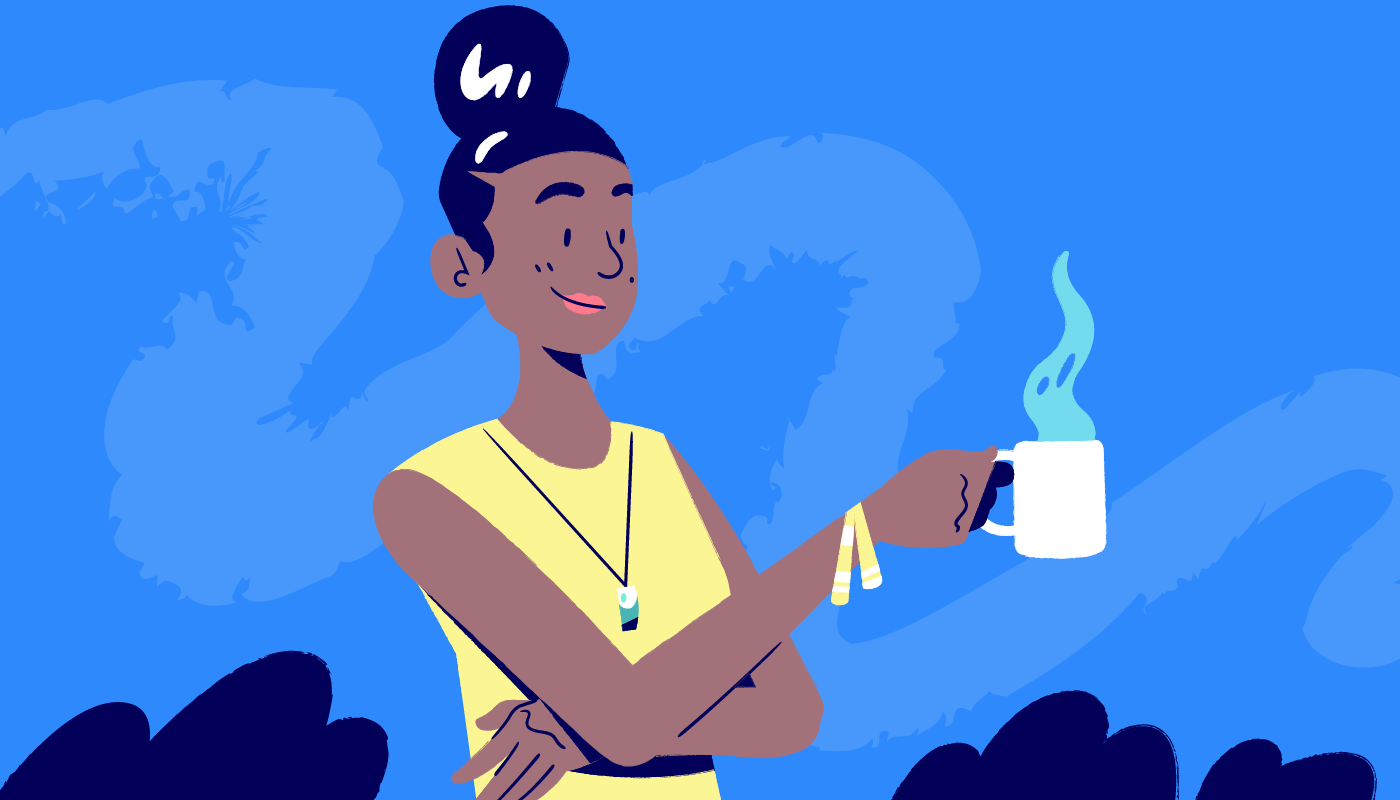 illustration woman taking a coffee break