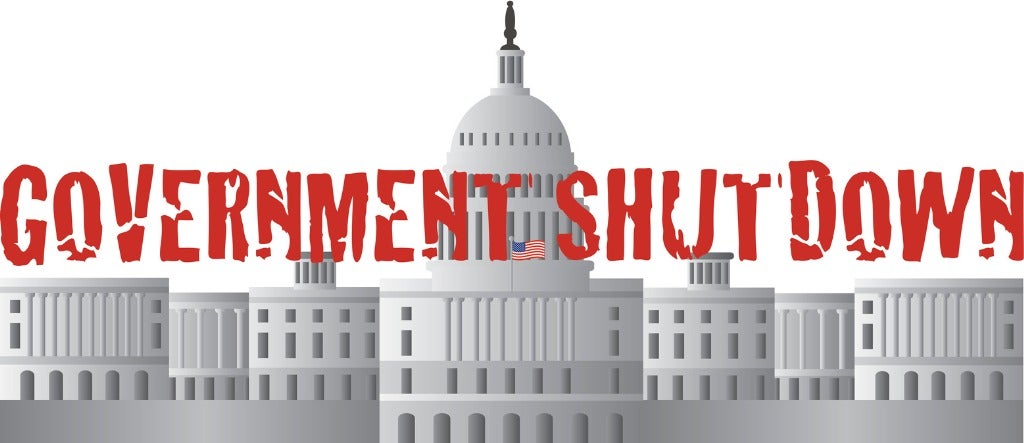 U.S. capital with government shutdown written across it