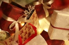 Close up of small wrapped Christmas presents