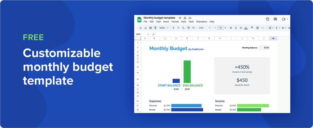 Free customizable monthly budget template