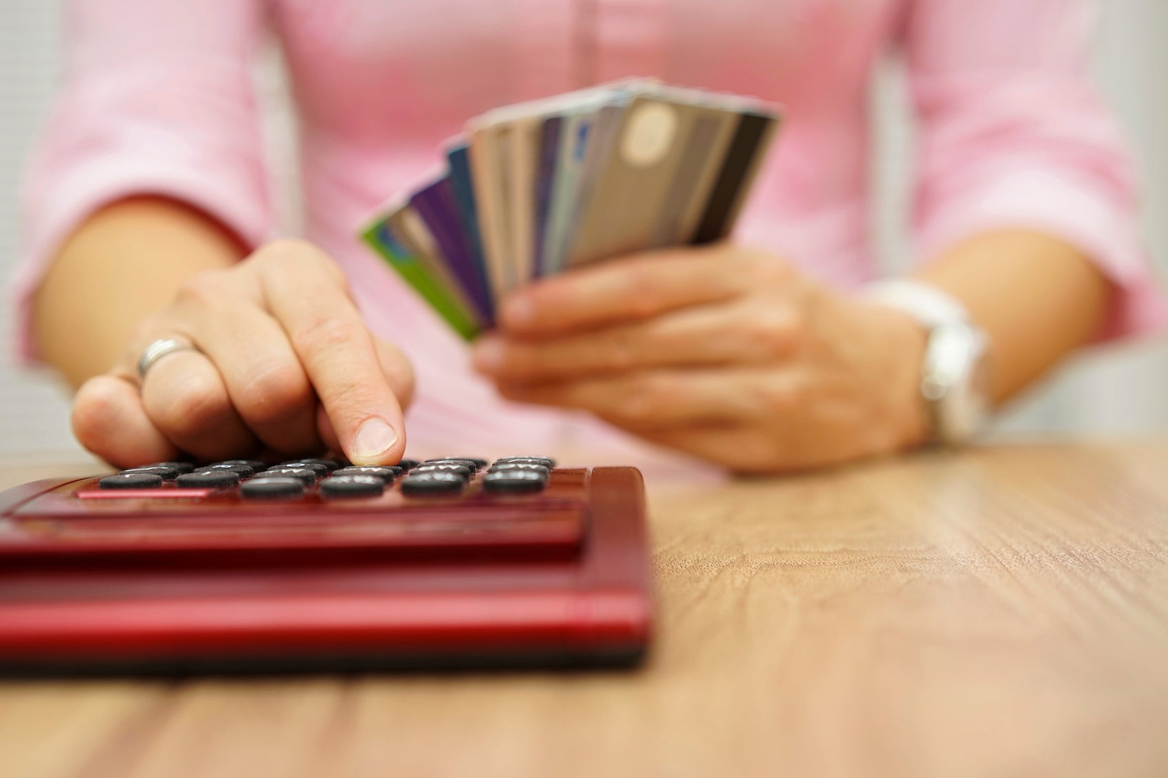 Woman Calculator Credit Card